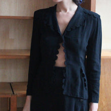 Load image into Gallery viewer, Vintage black fitted blouse/jacket, size XS/S