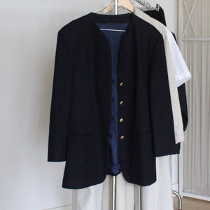 Vintage dark blue wool jacket with golden buttons, size S-L