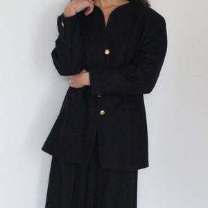 Vintage dark blue wool jacket with golden buttons, size S-L