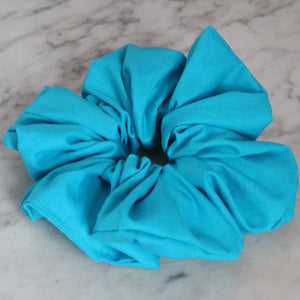 Medium turquoise cotton handmade scrunch