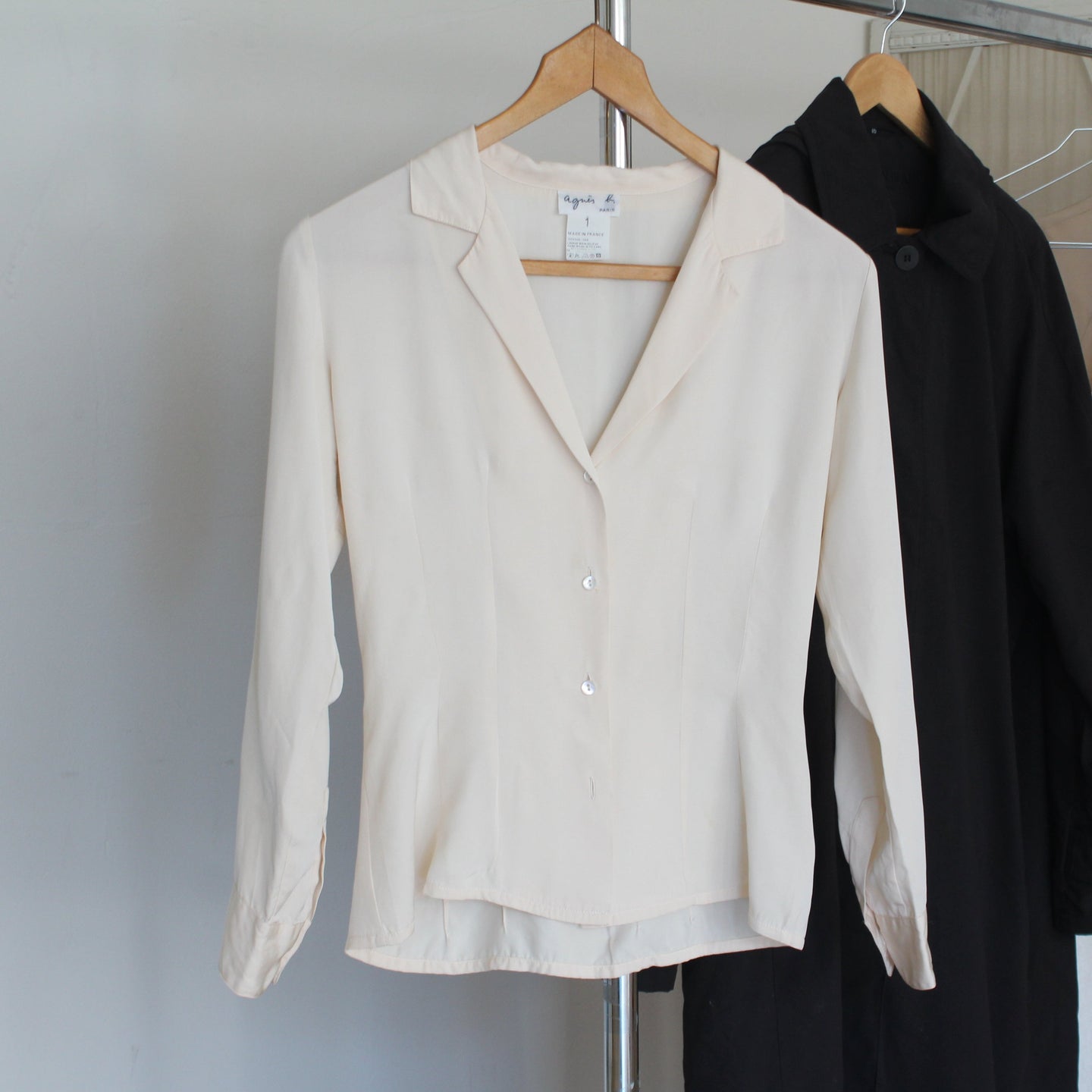 Vintage Agnès B creme blouse, size S