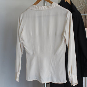 Vintage Agnès B creme blouse, size S