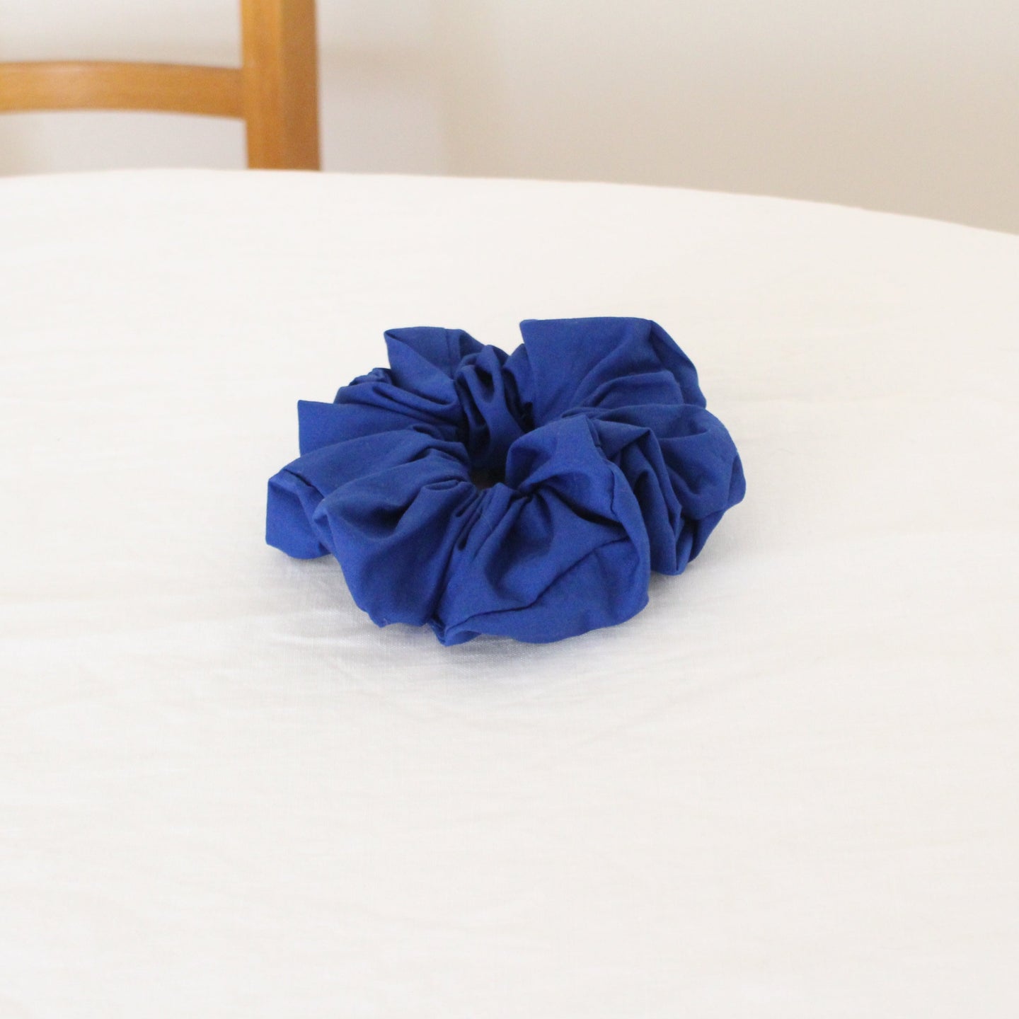 Handmade deep blue cotton scrunchie (small)