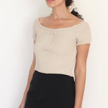 Load image into Gallery viewer, 90&#39;s sand knitted crop top, size S