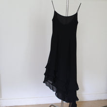 Load image into Gallery viewer, Vintage black assymetrical slip dress, size S