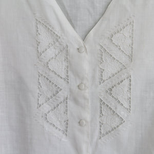 Vintage white linen top, size XL