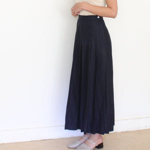80's dark blue linen Ralph Lauren plissé skirt, size XS