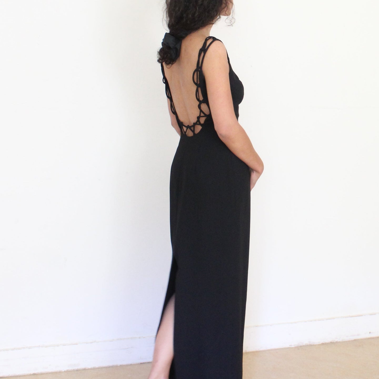 Vintage black evening dress, size S/M