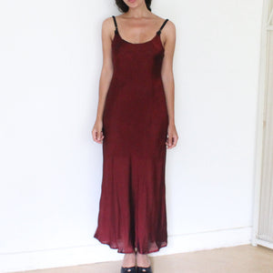 Vintage wine red long slip dress, size M/L