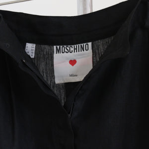 80's black linen Moschino skirt, size XS