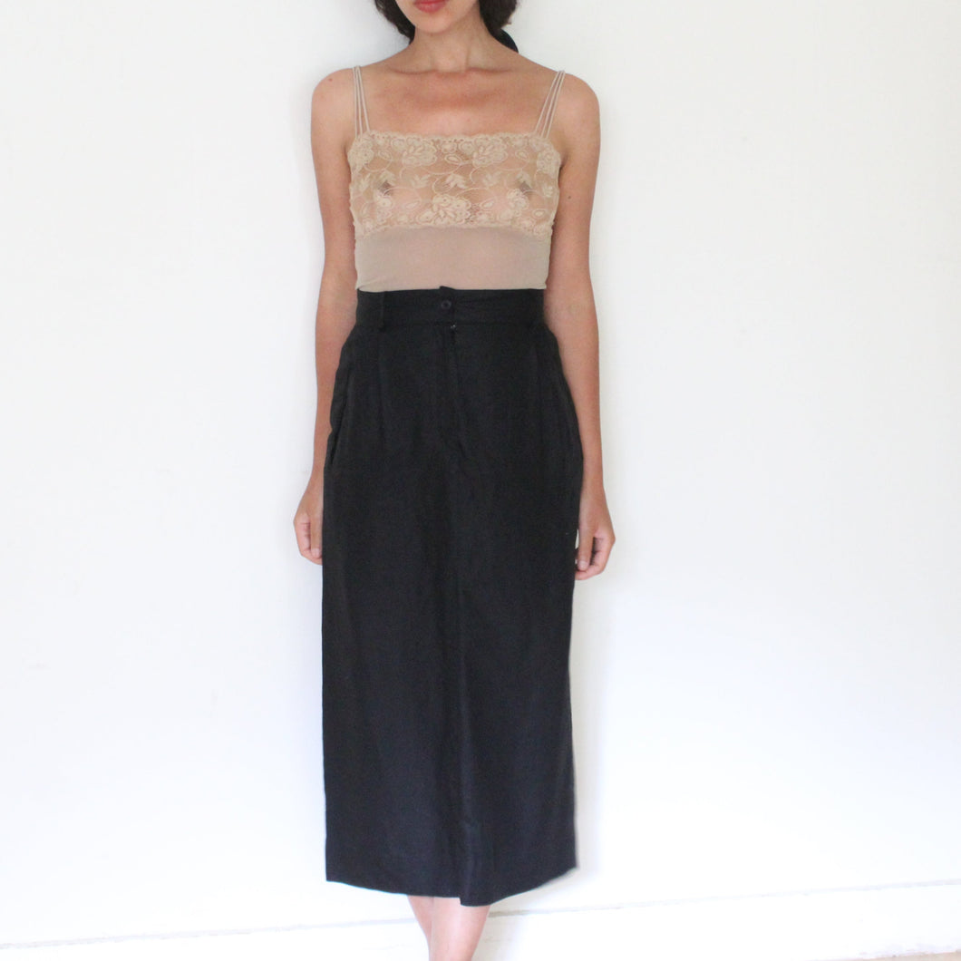 80's black linen Moschino skirt, size XS