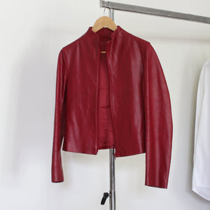 90's short leather jacket, size S