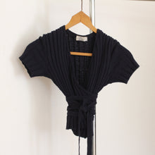Load image into Gallery viewer, Vintage cotton dark blue wrap top, size S