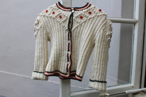 Vintage wool knitted cardigan with puffed shoulders, size XS