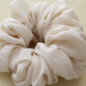 White silk scrunchie handmade by YV, size small