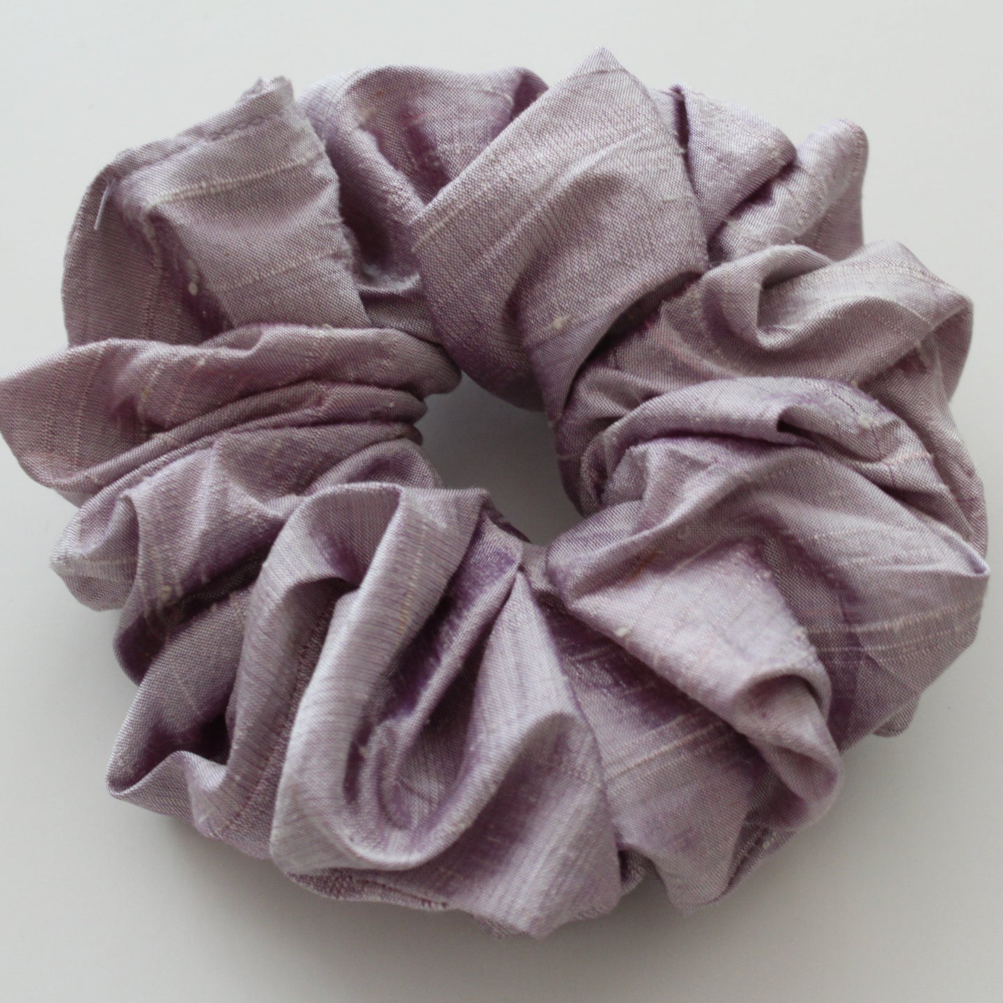Lilac silk scrunchie handmade by YV, size medium