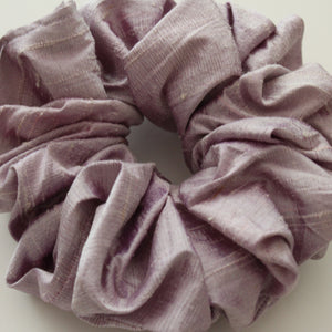 Lilac silk scrunchie handmade by YV, size medium