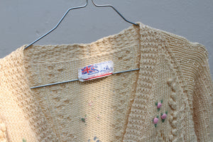 Vintage wool knitted floral cardigan