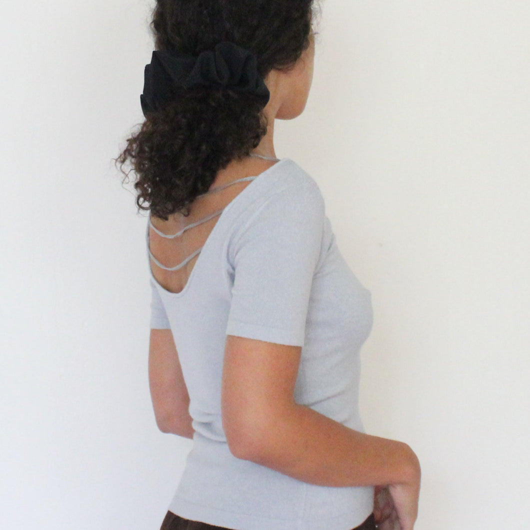 Vintage grey top with open back, size S