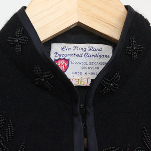 Vintage angora cardigan/jacket with strass details, size S