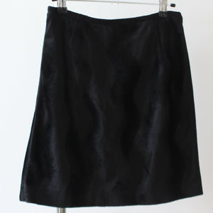 00's faux fur black mini skirt, size S
