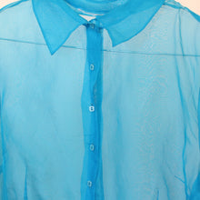 Load image into Gallery viewer, Vintage sheer turquoise blouse, size  S