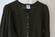 Load image into Gallery viewer, Vintage wool Austrian cardigan with puffy shoulders, size M/L