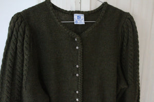 Vintage wool Austrian cardigan with puffy shoulders, size M/L