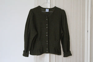 Vintage wool Austrian cardigan with puffy shoulders, size M/L