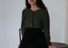 Load image into Gallery viewer, Vintage wool Austrian cardigan with puffy shoulders, size M/L