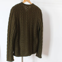 Load image into Gallery viewer, Vintage dark green wool knitted cable cardigan, size M
