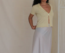 Load image into Gallery viewer, Vintage soft yellow Italian cashmere button up top, size S