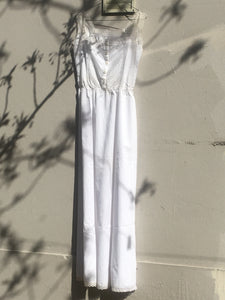 Vintage long white cotton dress, size XS