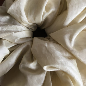 Creme taft silk scrunchie handmade by YV, size L