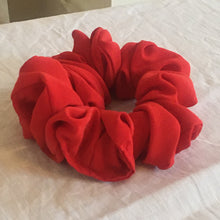 Load image into Gallery viewer, Small red silk scrunchie made from vintage silk