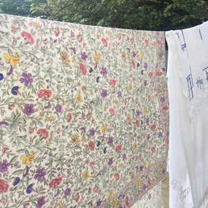Vintage cotton floral tablecloth