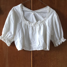 Load image into Gallery viewer, Vintage cotton white top with puffy sleeves, size S/M